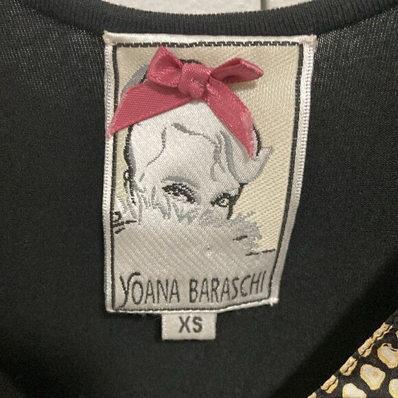 Yoana Barsschi Silk sleeveless Draped Blouse in Geometric Print Over Black Knit - Picture 5 of 7